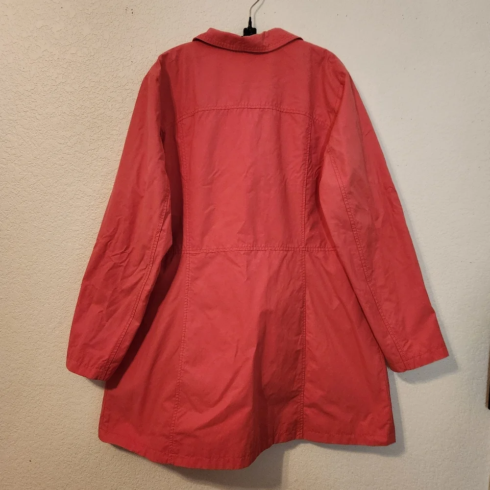 Eddie Bauer‎ Women's Single-Breast Trench Coral Rain Coat, Size XL